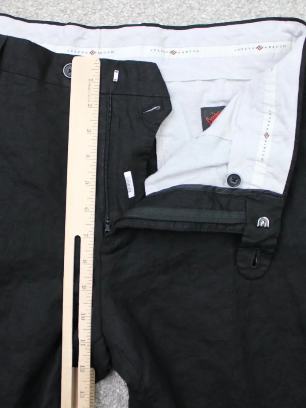 Joseph Abboud Pants Mens 34x28 Black Leomaster 100% Linen Flat Front Straight